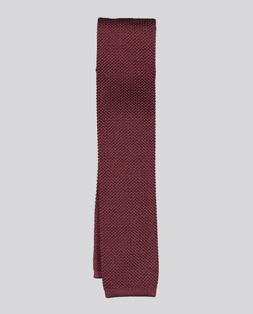 Corbata Seda Punto 100% Seda en Burdeos Oscuro